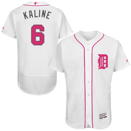 Men's Majestic Detroit Tigers #6 Al Kaline Authentic White 2016 Mother's Day Fashion Flex Base MLB Jersey