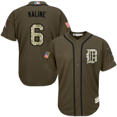 Men's Majestic Detroit Tigers #6 Al Kaline Replica Green Salute to Service MLB Jersey