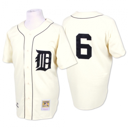 Men's Mitchell and Ness 1968 Detroit Tigers #6 Al Kaline Authentic Cream Throwback MLB Jersey