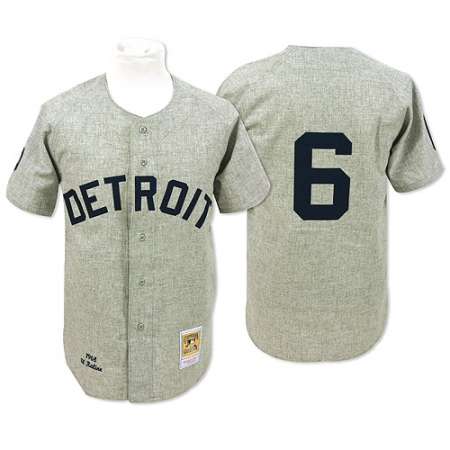 Men's Mitchell and Ness 1968 Detroit Tigers #6 Al Kaline Authentic Grey Throwback MLB Jersey