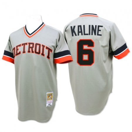 Men's Mitchell and Ness 1984 Detroit Tigers #6 Al Kaline Replica Grey Throwback MLB Jersey