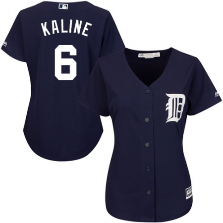 Women's Majestic Detroit Tigers #6 Al Kaline Authentic Navy Blue Alternate Cool Base MLB Jersey