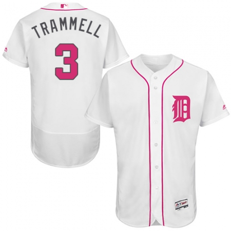 Men's Majestic Detroit Tigers #3 Alan Trammell Authentic White 2016 Mother's Day Fashion Flex Base MLB Jersey