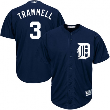 Men's Majestic Detroit Tigers #3 Alan Trammell Replica Navy Blue Alternate Cool Base MLB Jersey