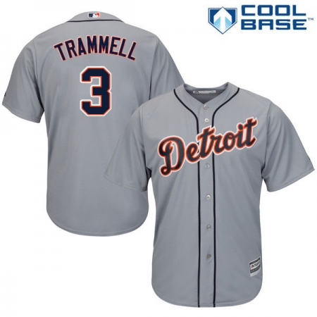 Youth Majestic Detroit Tigers #3 Alan Trammell Replica Grey Road Cool Base MLB Jersey