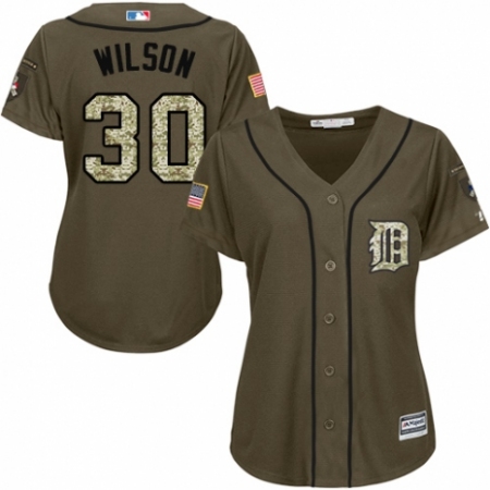 Women's Majestic Detroit Tigers #30 Alex Wilson Authentic Green Salute to Service MLB Jersey
