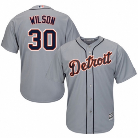 Youth Majestic Detroit Tigers #30 Alex Wilson Replica Grey Road Cool Base MLB Jersey