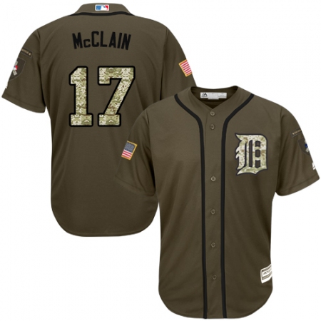 Men's Majestic Detroit Tigers #17 Denny Mclain Replica Green Salute to Service MLB Jersey