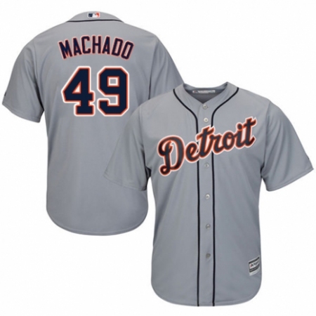 Men's Majestic Detroit Tigers #49 Dixon Machado Replica Grey Road Cool Base MLB Jersey