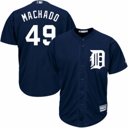 Men's Majestic Detroit Tigers #49 Dixon Machado Replica Navy Blue Alternate Cool Base MLB Jersey