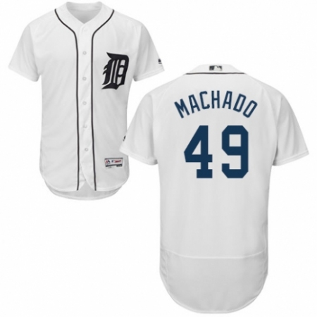 Men's Majestic Detroit Tigers #49 Dixon Machado White Home Flex Base Authentic Collection MLB Jersey