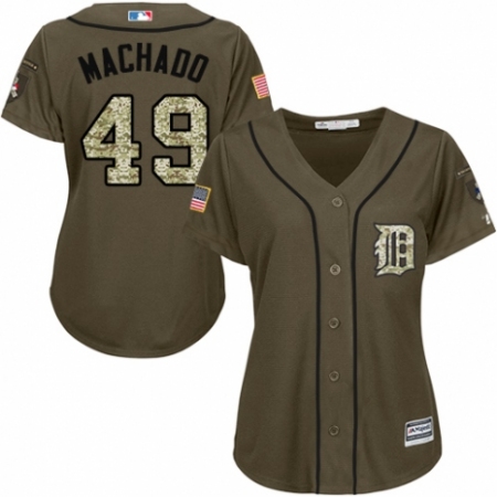 Women's Majestic Detroit Tigers #49 Dixon Machado Authentic Green Salute to Service MLB Jersey