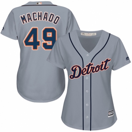 Women's Majestic Detroit Tigers #49 Dixon Machado Authentic Grey Road Cool Base MLB Jersey