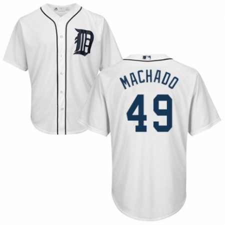 Youth Majestic Detroit Tigers #49 Dixon Machado Replica White Home Cool Base MLB Jersey