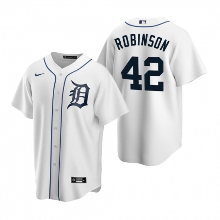 Men's Nike Detroit Tigers #42 Jackie Robinson White Home Stitched Baseball Jersey