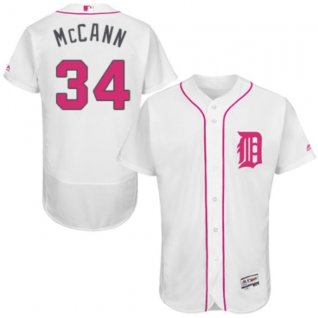 Men's Majestic Detroit Tigers #34 James McCann Authentic White 2016 Mother's Day Fashion Flex Base MLB Jersey