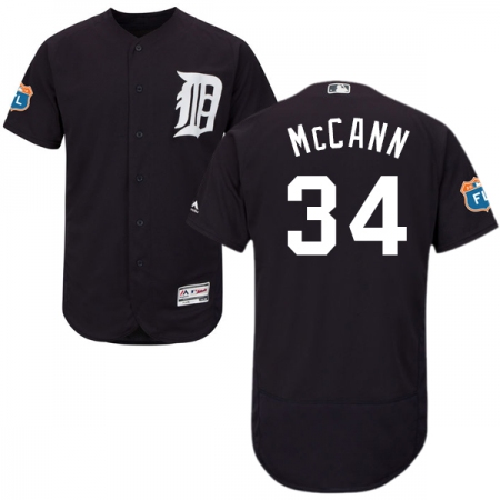 Men's Majestic Detroit Tigers #34 James McCann Navy Blue Alternate Flex Base Authentic Collection MLB Jersey