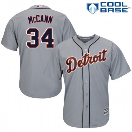 Men's Majestic Detroit Tigers #34 James McCann Replica Grey Road Cool Base MLB Jersey