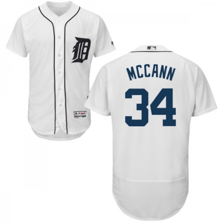 Men's Majestic Detroit Tigers #34 James McCann White Home Flex Base Authentic Collection MLB Jersey