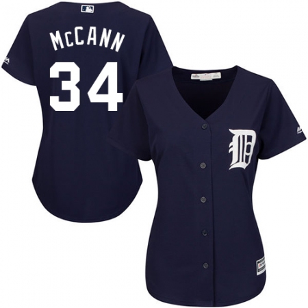 Women's Majestic Detroit Tigers #34 James McCann Authentic Navy Blue Alternate Cool Base MLB Jersey