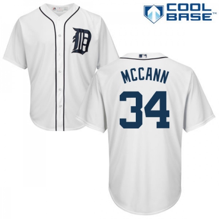 Youth Majestic Detroit Tigers #34 James McCann Authentic White Home Cool Base MLB Jersey