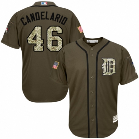 Men's Majestic Detroit Tigers #46 Jeimer Candelario Authentic Green Salute to Service MLB Jersey