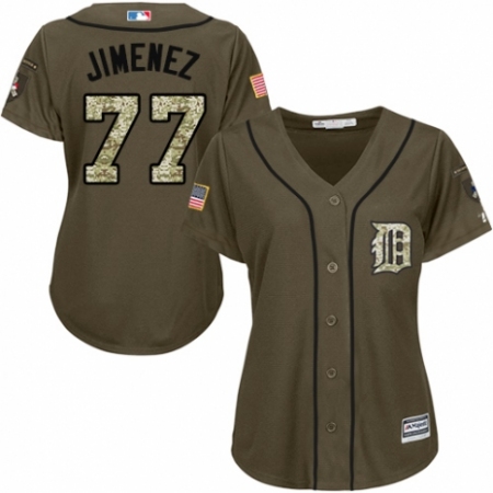 Women's Majestic Detroit Tigers #77 Joe Jimenez Authentic Green Salute to Service MLB Jersey
