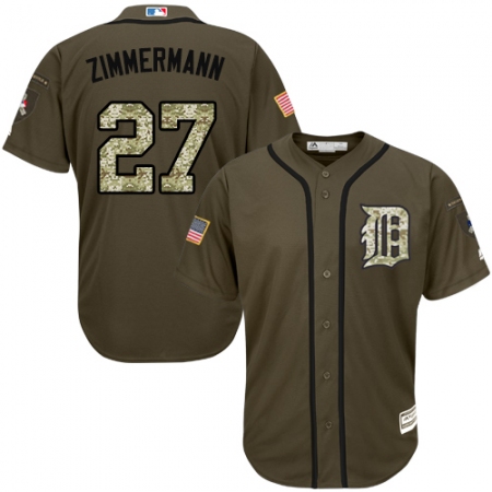 Men's Majestic Detroit Tigers #27 Jordan Zimmermann Replica Green Salute to Service MLB Jersey