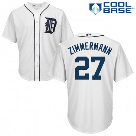 Men's Majestic Detroit Tigers #27 Jordan Zimmermann Replica White Home Cool Base MLB Jersey