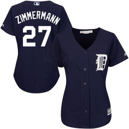 Women's Majestic Detroit Tigers #27 Jordan Zimmermann Replica Navy Blue Alternate Cool Base MLB Jersey