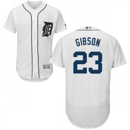 Men's Majestic Detroit Tigers #23 Kirk Gibson White Home Flex Base Authentic Collection MLB Jersey