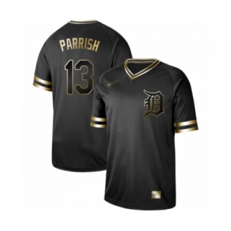 Men's Detroit Tigers #13 Lance Parrish Authentic Black Gold Fashion Baseball Jersey