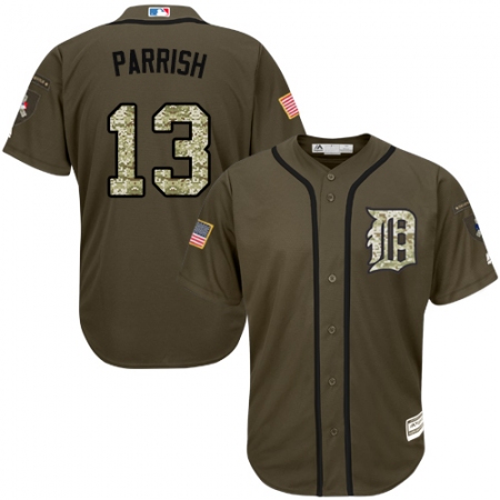 Men's Majestic Detroit Tigers #13 Lance Parrish Authentic Green Salute to Service MLB Jersey