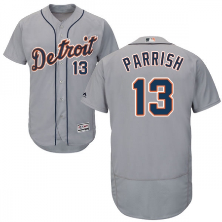 Men's Majestic Detroit Tigers #13 Lance Parrish Grey Road Flex Base Authentic Collection MLB Jersey