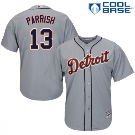 Men's Majestic Detroit Tigers #13 Lance Parrish Replica Grey Road Cool Base MLB Jersey