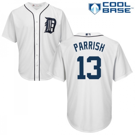 Men's Majestic Detroit Tigers #13 Lance Parrish Replica White Home Cool Base MLB Jersey