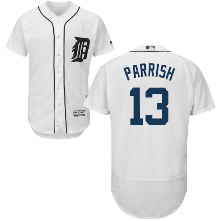 Men's Majestic Detroit Tigers #13 Lance Parrish White Home Flex Base Authentic Collection MLB Jersey