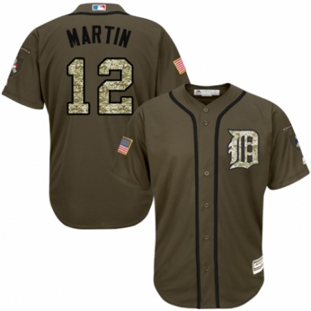 Men's Majestic Detroit Tigers #12 Leonys Martin Authentic Green Salute to Service MLB Jersey
