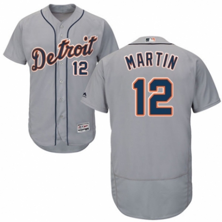 Men's Majestic Detroit Tigers #12 Leonys Martin Grey Road Flex Base Authentic Collection MLB Jersey