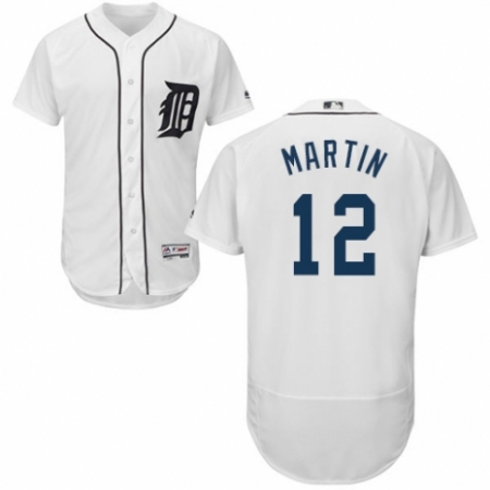 Men's Majestic Detroit Tigers #12 Leonys Martin White Home Flex Base Authentic Collection MLB Jersey
