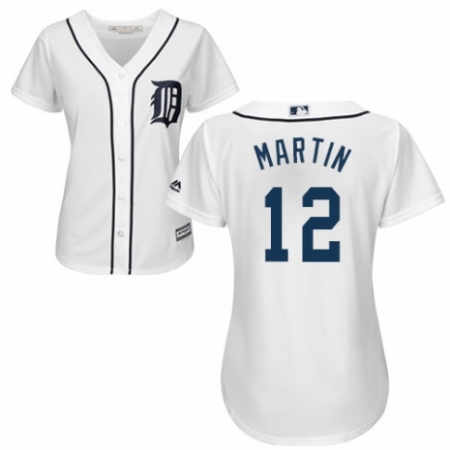 Women's Majestic Detroit Tigers #12 Leonys Martin Replica White Home Cool Base MLB Jersey