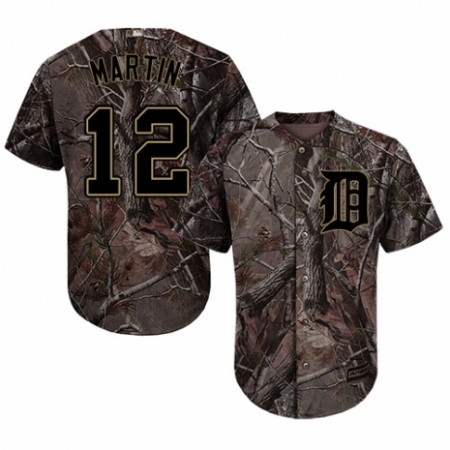 Youth Majestic Detroit Tigers #12 Leonys Martin Authentic Camo Realtree Collection Flex Base MLB Jersey