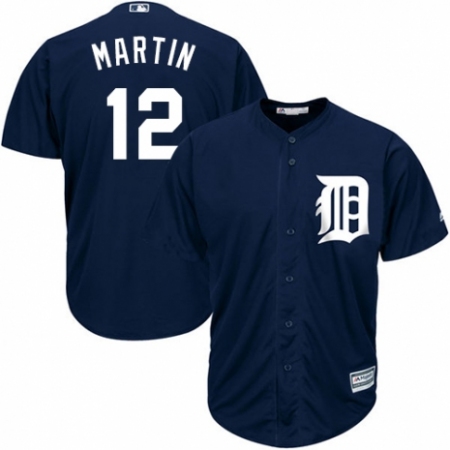 Youth Majestic Detroit Tigers #12 Leonys Martin Authentic Navy Blue Alternate Cool Base MLB Jersey