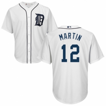 Youth Majestic Detroit Tigers #12 Leonys Martin Replica White Home Cool Base MLB Jersey