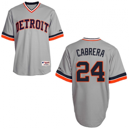 Men's Majestic Detroit Tigers #24 Miguel Cabrera Authentic Grey 1970 Turn Back The Clock MLB Jersey