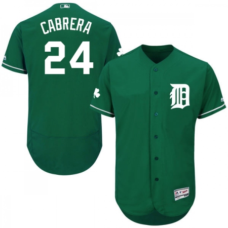 Men's Majestic Detroit Tigers #24 Miguel Cabrera Green Celtic Flexbase Authentic Collection MLB Jersey