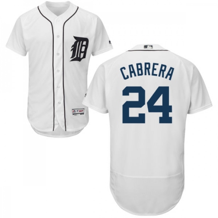Men's Majestic Detroit Tigers #24 Miguel Cabrera White Home Flex Base Authentic Collection MLB Jersey