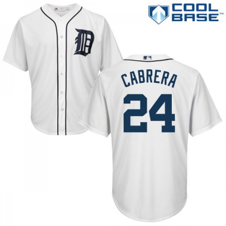 Youth Majestic Detroit Tigers #24 Miguel Cabrera Authentic White Home Cool Base MLB Jersey
