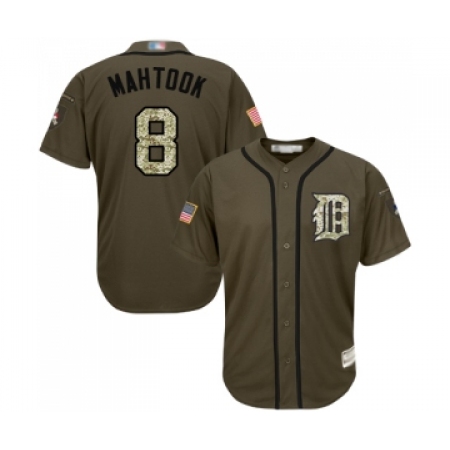Men's Detroit Tigers #8 Mikie Mahtook Authentic Green Salute to Service Baseball Jersey