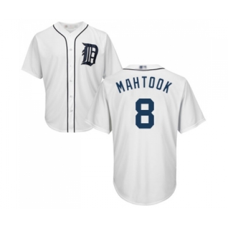 Men's Detroit Tigers #8 Mikie Mahtook Replica White Home Cool Base Baseball Jersey